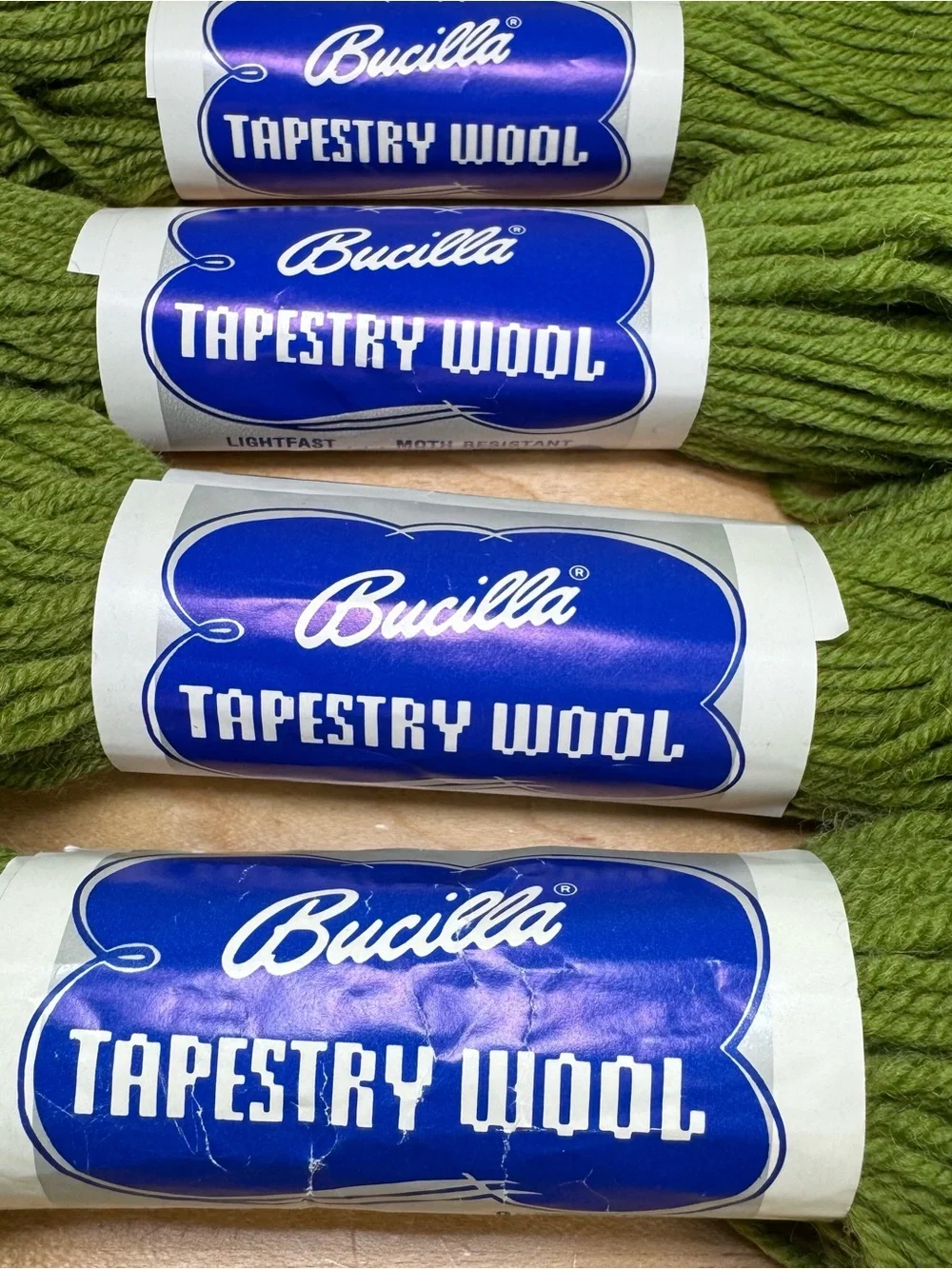 Bucilla Tapestry Wool skeins green 011 moth resistant 7 pc